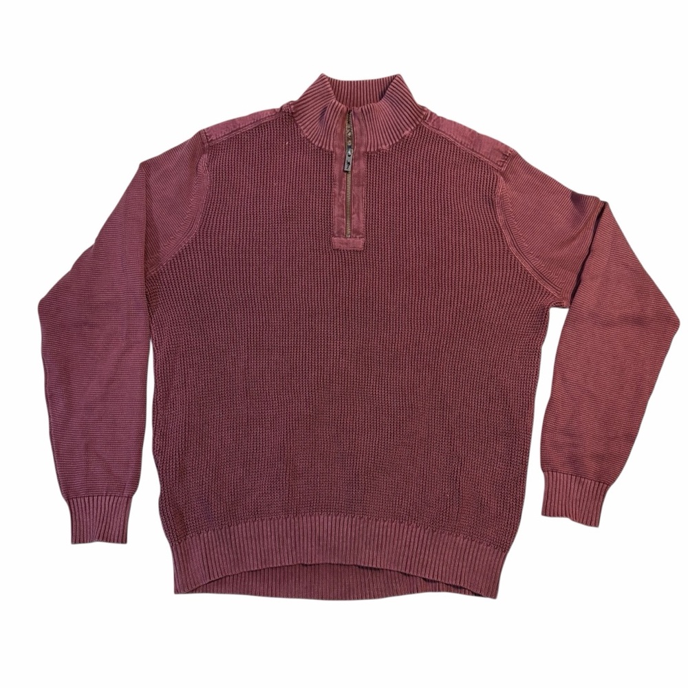 Tommy Bahama Burgundy Quarter Zip Knit Pullover Sweater XL